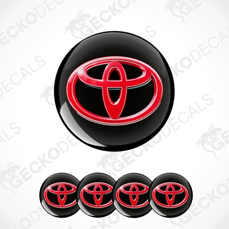 Set of Toyota logo emblems on a white background with 'GECKODECALS' branding.