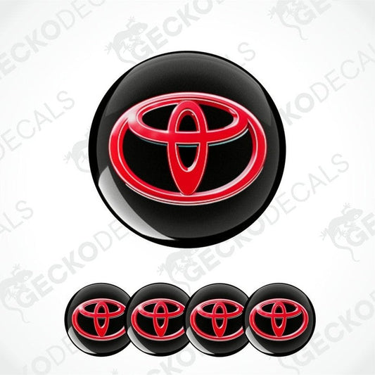 Set of Toyota logo emblems on a white background with 'GECKODECALS' branding.