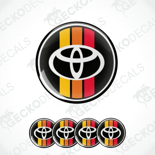 Toyota logo with German flag stripes on a white background