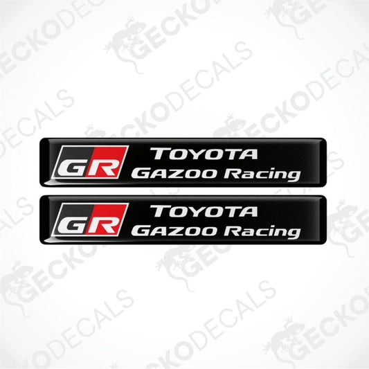 two rectangles with a white background, red and white Toyota Gazoo Racing logo in the middle 