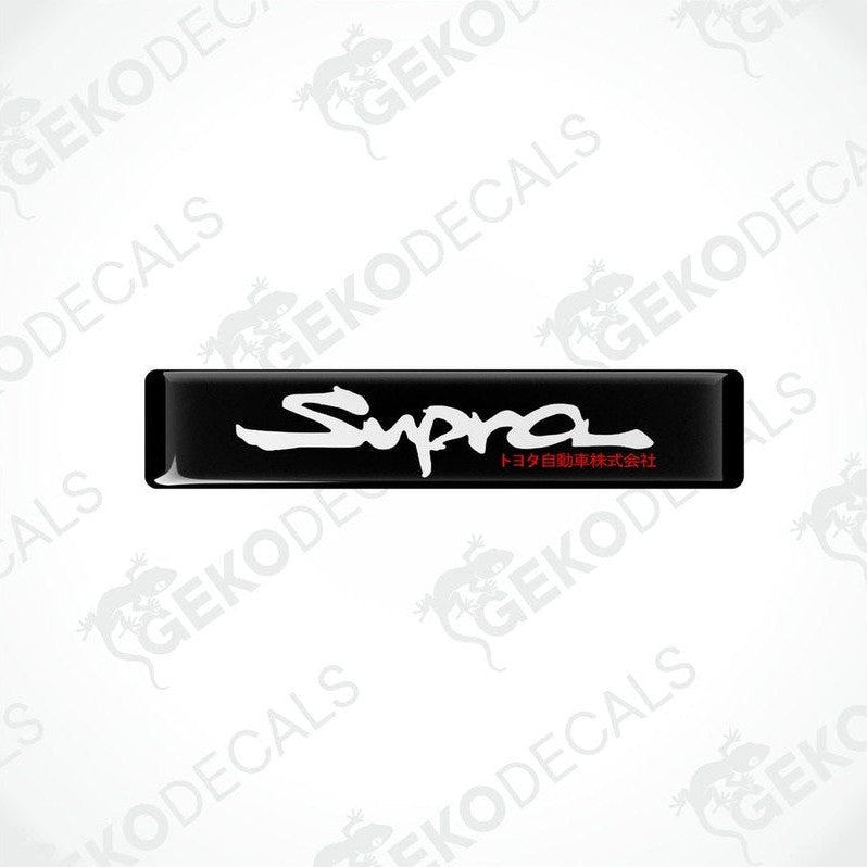  Black vinyl stickers with the word 'SUPRA' written in white.