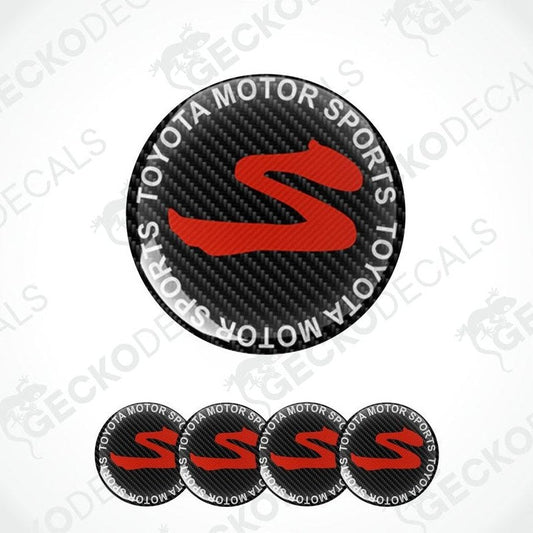 Carbon fiber pattern Toyota Motor Sports logo with red 'S' on a white background