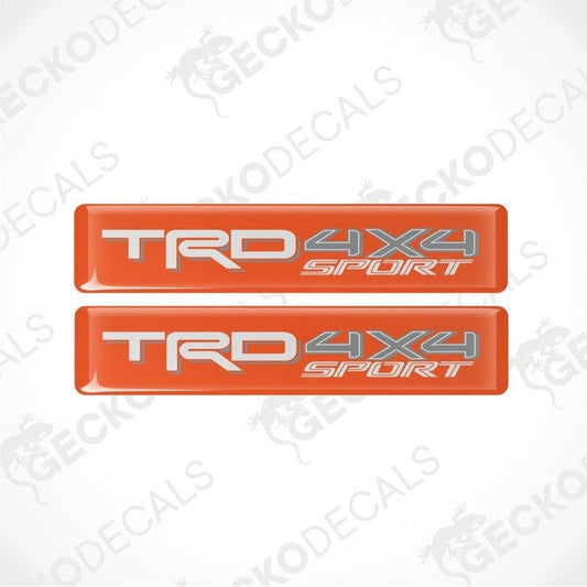 Two orange 'TRD 4x4 Sport' decals on a white background with 'Gecko Decals' watermark.