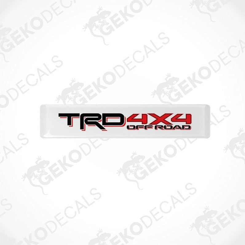 Withe decals with red and black text that reads 'TRD 4X4 OFF ROAD'