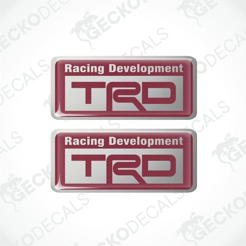 Two 'Racing Development TRD' decals on a white background with 'Gecko Decals' branding.