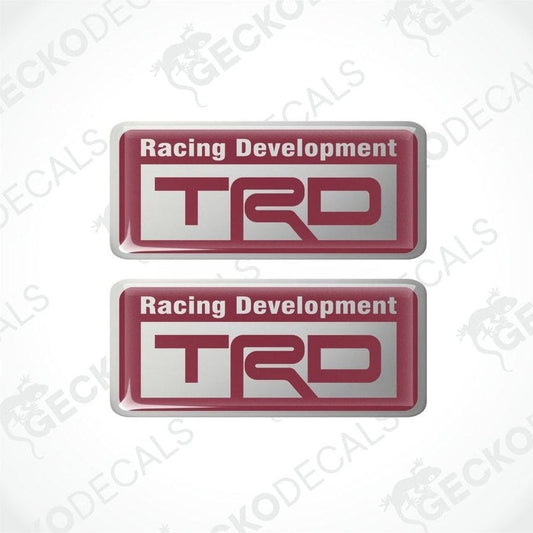 Two 'Racing Development TRD' decals on a white background with 'Gecko Decals' branding.