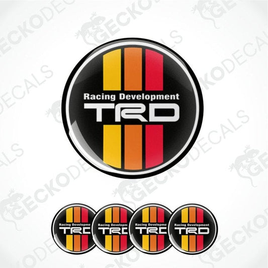 TRD Racing Development logo with red and yellow stripes on a white background