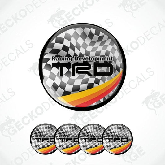 TRD racing development decal with checkered pattern on a white background