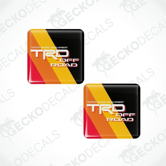 The background will be diagonal stripes of red, orange, yellow and black, with the Toyota Racing Development TRD Off-Road logo in white in the middle.