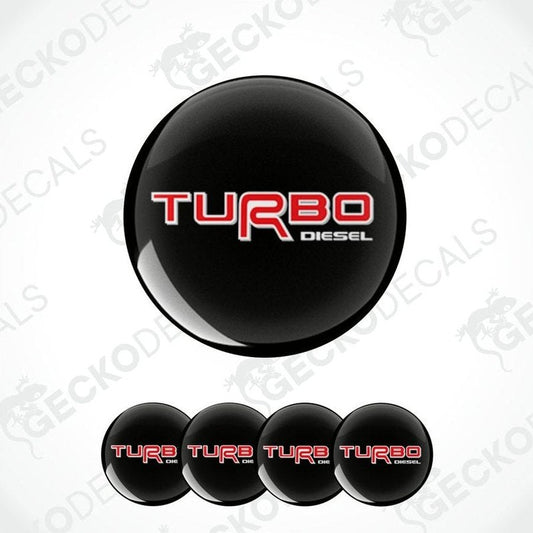 Turbo diesel written in white and red in the middle on a black background