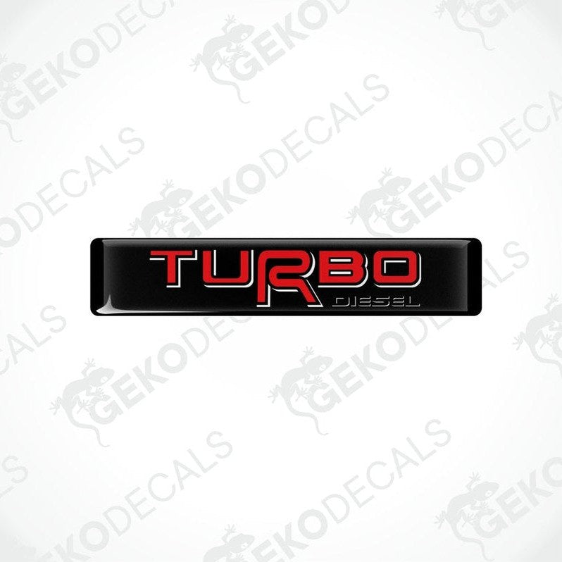 Black vinyl stickers with the text 'TOYOTA TURBO DIESEL' in red and white.