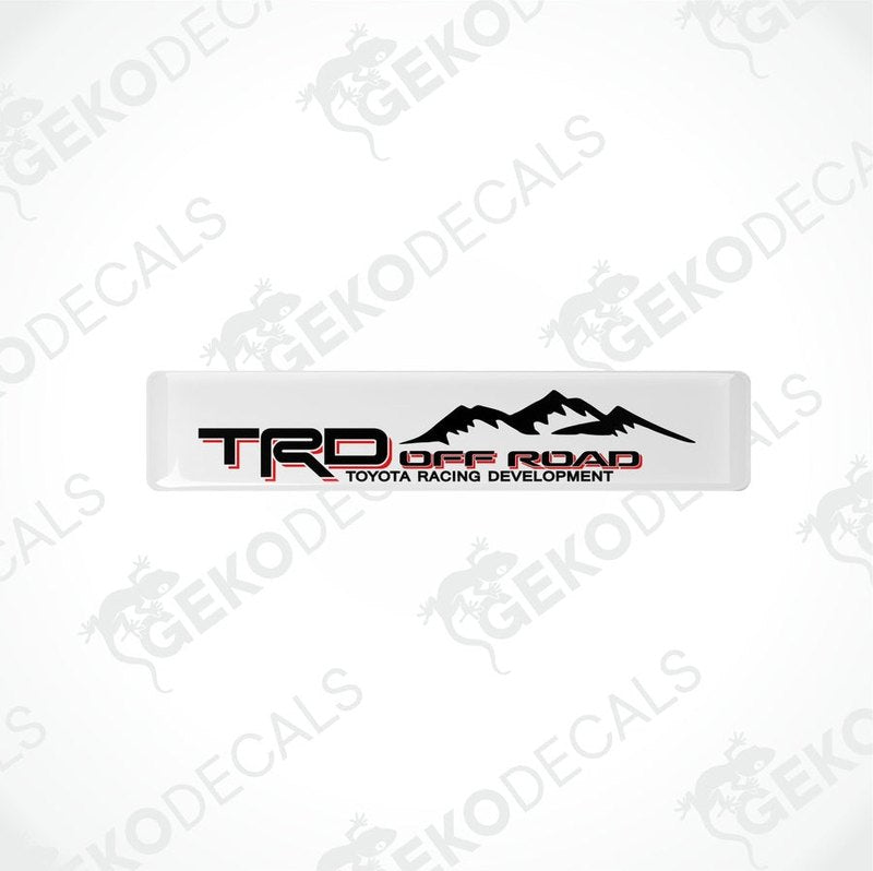 Withe vinyl stickers with red and black text, featuring the Toyota Racing Development logo.