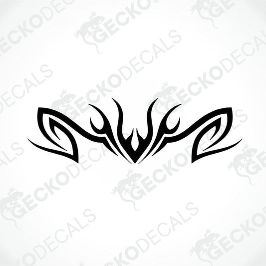 A black and white tribal pattern die cut decal on a white background.