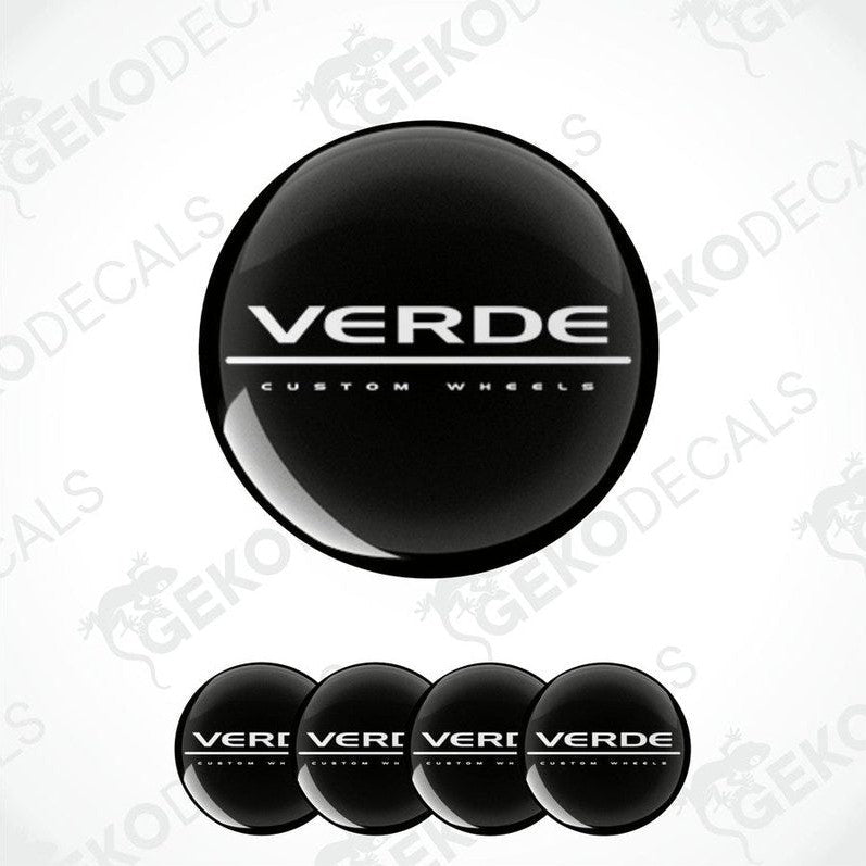 A set of four black vinyl stickers with the text 'WERDE' custom wheels printed on them, displayed against a white background.