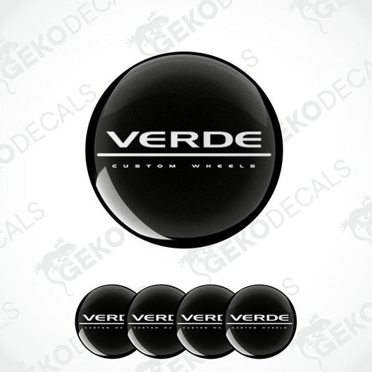 A set of four black vinyl stickers with the text 'WERDE' custom wheels printed on them, displayed against a white background.