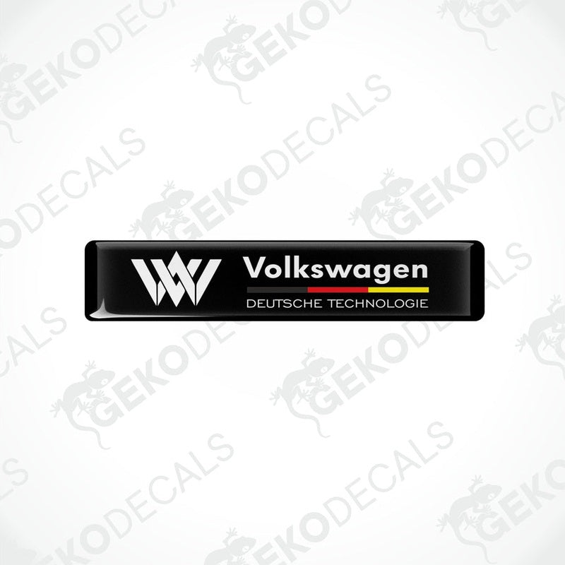Black vinyl stickers with the text 'Volkswagen Deutschtechnologie' and the VW logo in white and red colors.