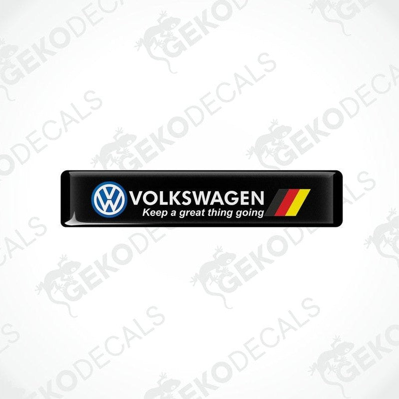  Black vinyl decals with the Volkswagen logo and the phrase 'Keep a great thing going' printed in white and red.