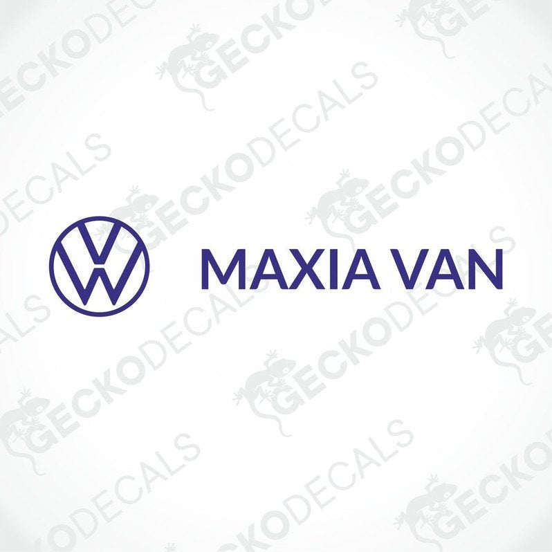 A die cut sticker with the Volkswagen logo and the text 'MAXIA VAN' on a white background.