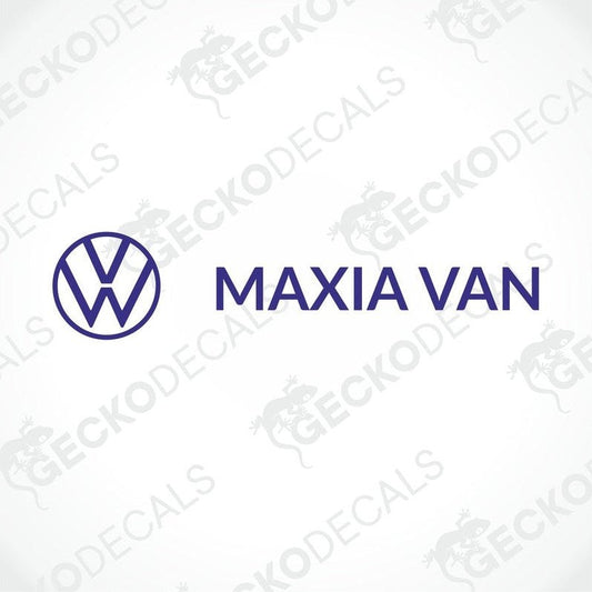 A die cut sticker with the Volkswagen logo and the text 'MAXIA VAN' on a white background.