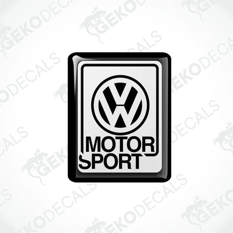 Black vinyl stickers with the Volkswagen logo and the word 'MOTORSPORT' printed below.