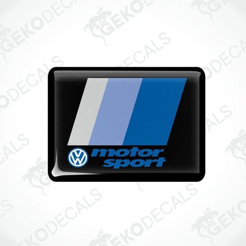  Black rectangular vinyl decals with the Volkswagen logo and the phrase motorsport