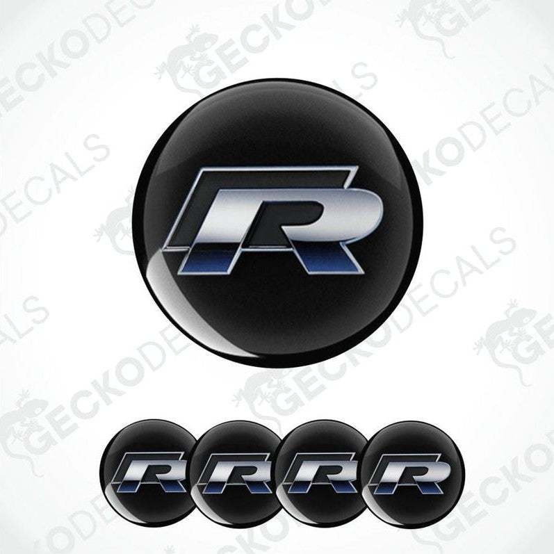 Black and silver 'R' logo decal set on a white background with 'Gecko Decals' branding.