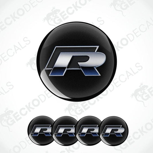Black and silver 'R' logo decal set on a white background with 'Gecko Decals' branding.