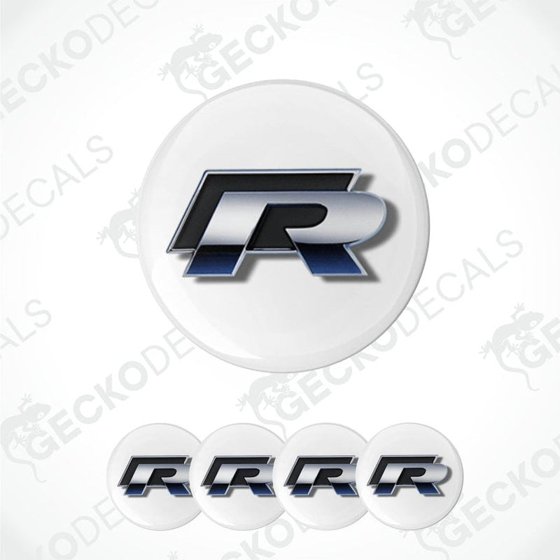 Set of 'R' logos on white circular backgrounds with a brand watermark.