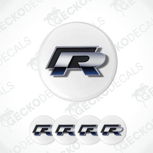 Set of 'R' logos on white circular backgrounds with a brand watermark.