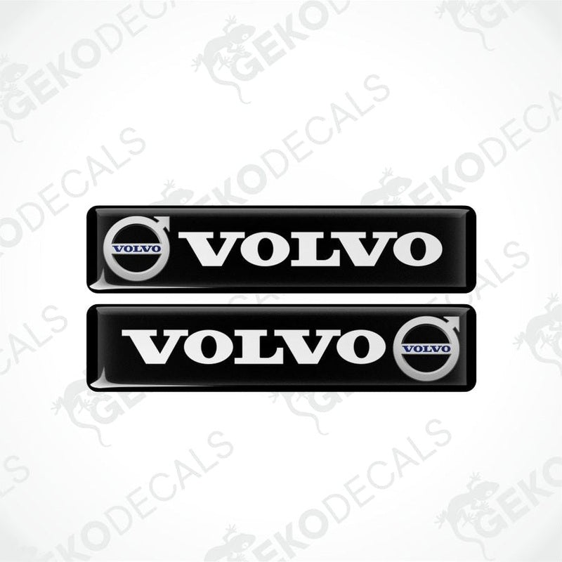 Two Volvo logo decal stickers on a white background with 'GEKODECALS' branding.