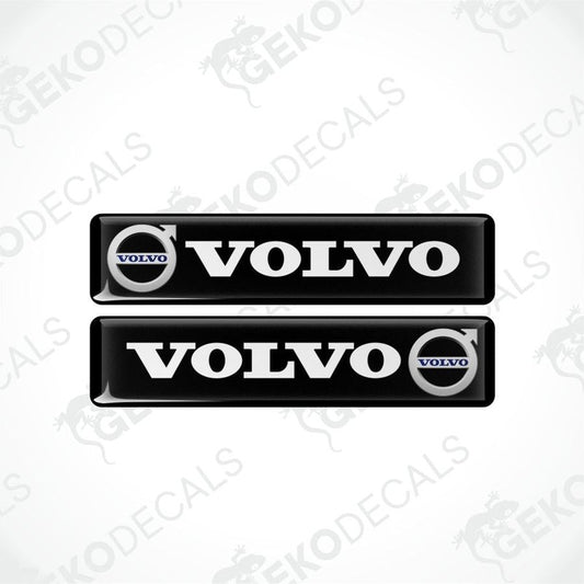 Two Volvo logo decal stickers on a white background with 'GEKODECALS' branding.