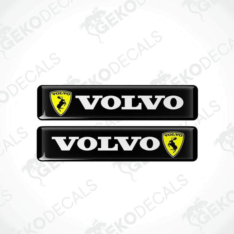 Two Volvo logos with black backgrounds on a white background with 'Gekodecals' branding.