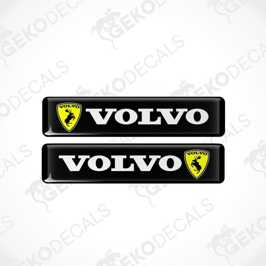 Two Volvo logos with black backgrounds on a white background with 'Gekodecals' branding.