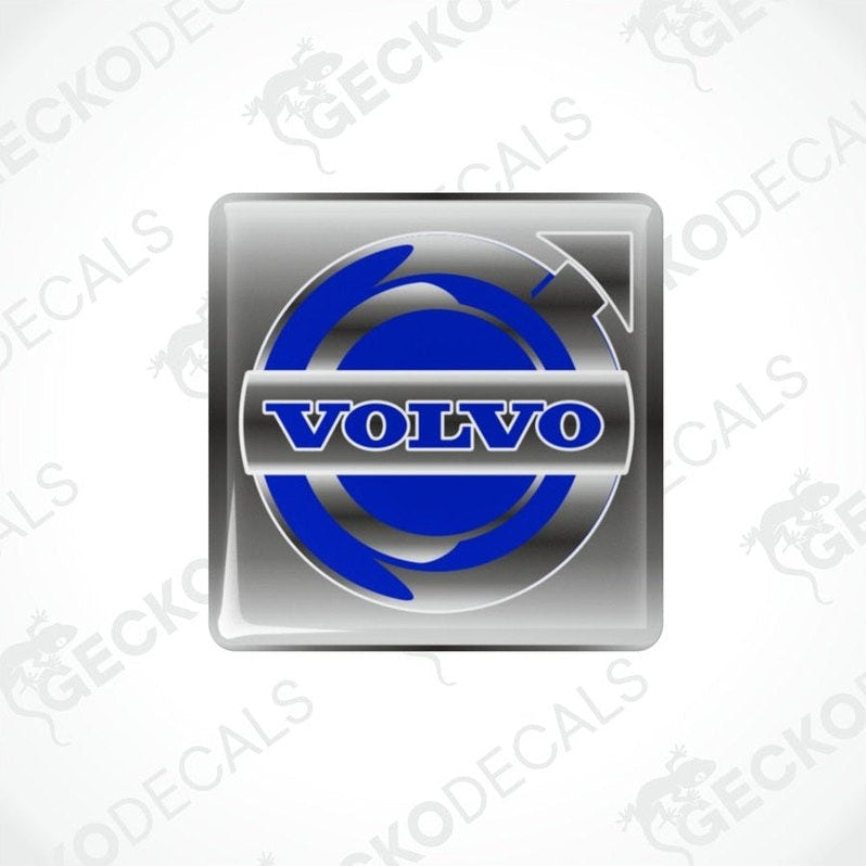  Blue and white vinyl stickers with a Volvo brand logo.