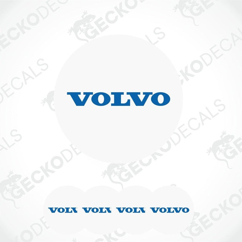 White circle with VOLVO written in blue.
