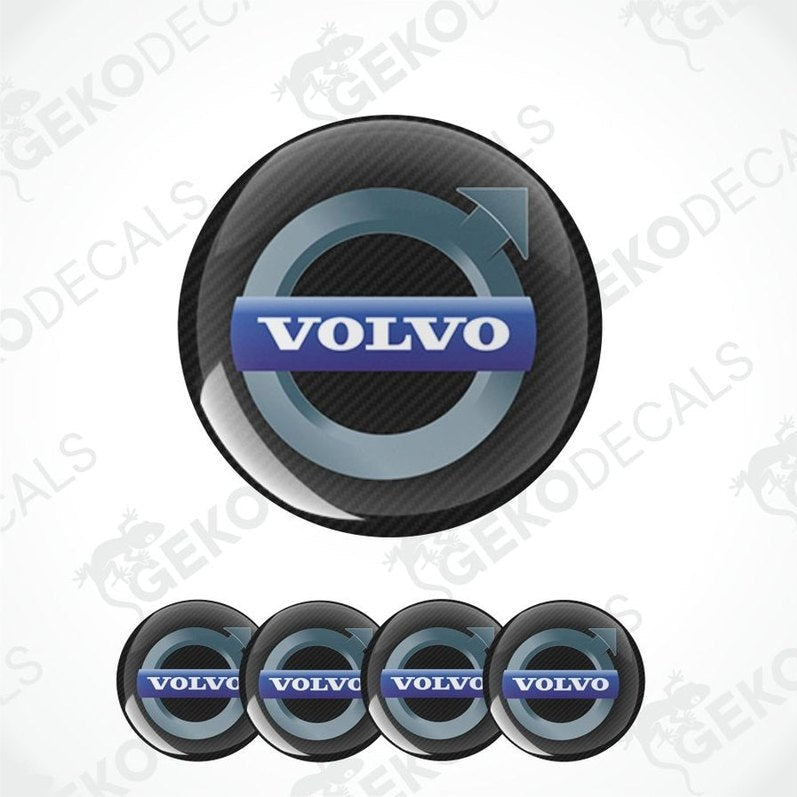 Set of Volvo logo car stickers on a white background with 'Gekodecals' branding.