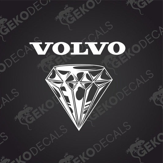 A black die cut sticker of the Volvo brand logo, featuring a diamond-shaped design.
