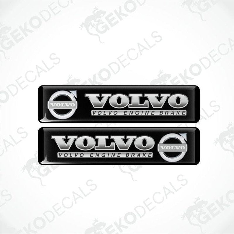 Two Volvo engine brake decal stickers on a white background with 'Gekodecals' branding.