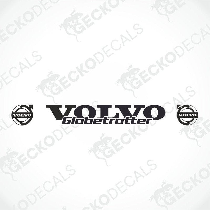 A front view of a Volvo truck windscreen with a die cut decal on it.