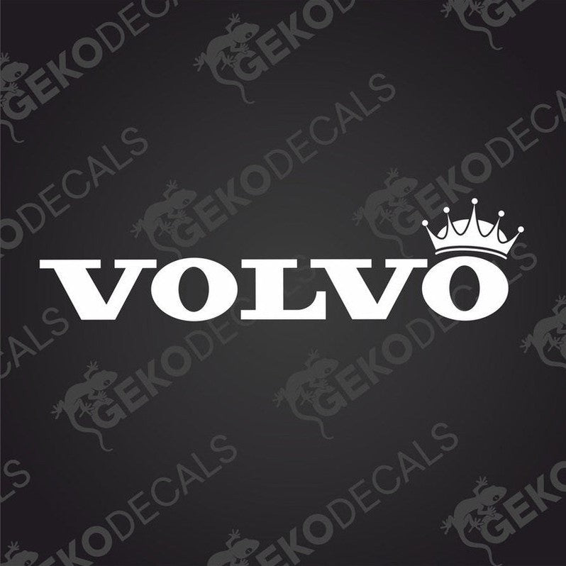 A black decal of the Volvo brand with a crown emblem above the text.