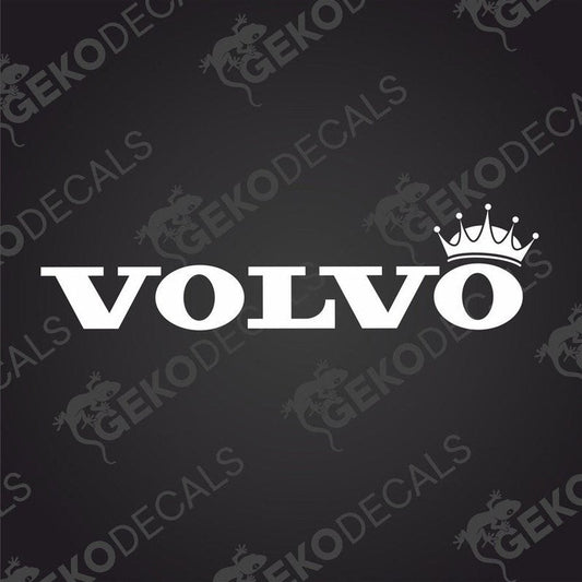 A black decal of the Volvo brand with a crown emblem above the text.