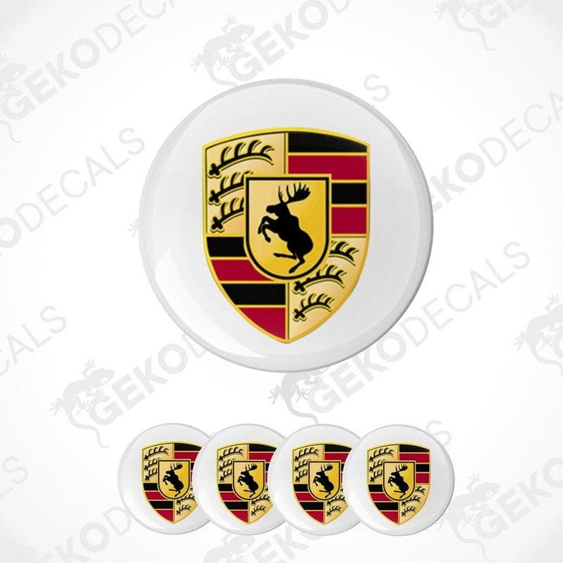 A set of vinyl decals featuring a VOLVO moose logo on a shield shape with red, yellow, and black stripes. Intended for use as car decals.