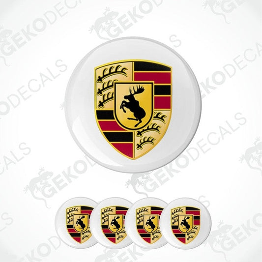 A set of vinyl decals featuring a VOLVO moose logo on a shield shape with red, yellow, and black stripes. Intended for use as car decals.