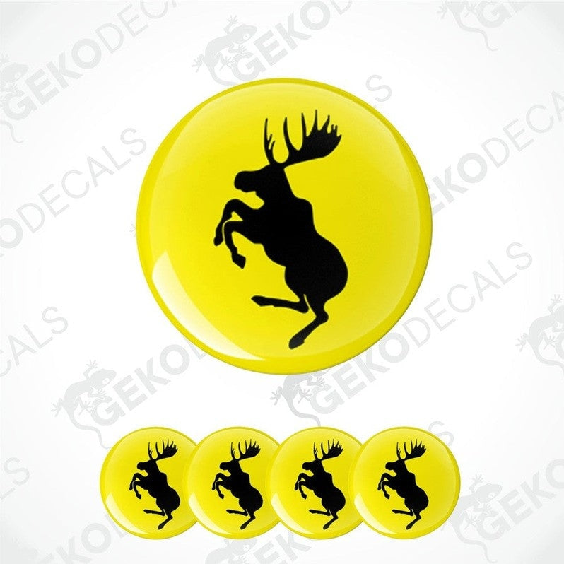 A set of yellow vinyl decals with a black silhouette of a VOLVO moose, branded with 'GeckoDecals' on the image.