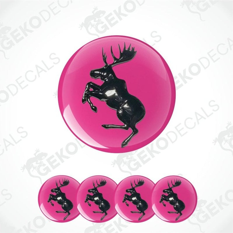 Set of pink and black moose decals with 'Gekodecals' branding.