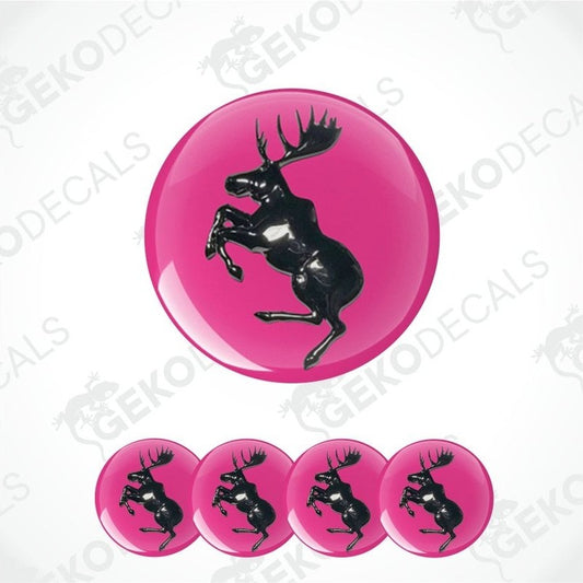 Set of pink and black moose decals with 'Gekodecals' branding.