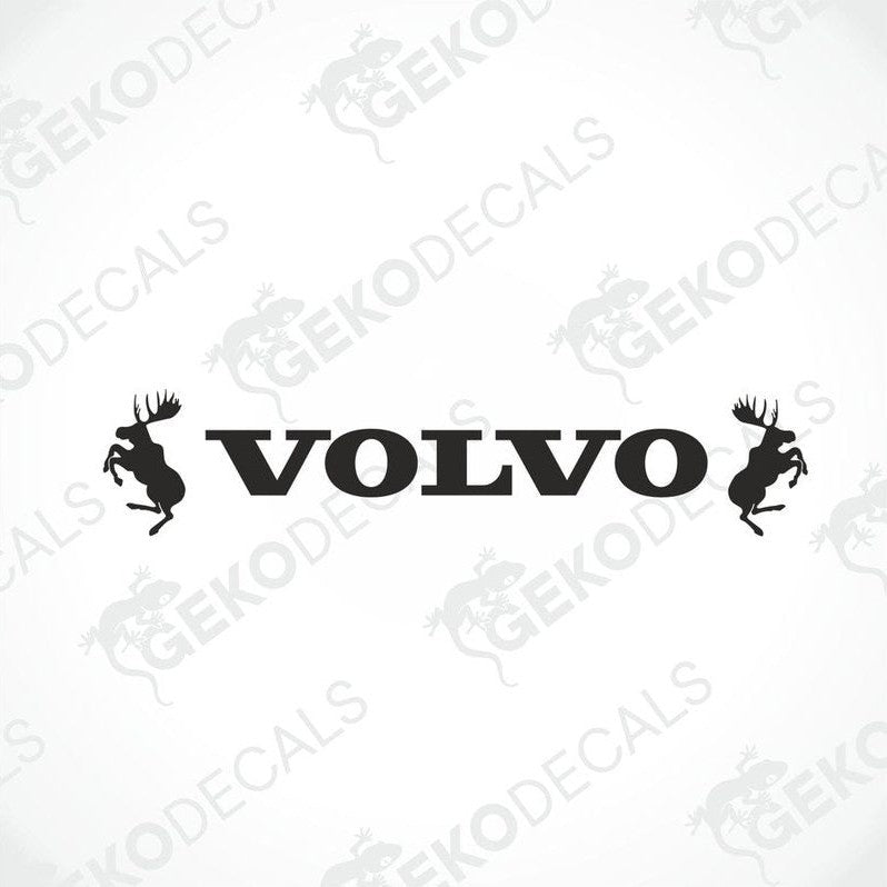 Black Volvo logo with two moose on a white background
