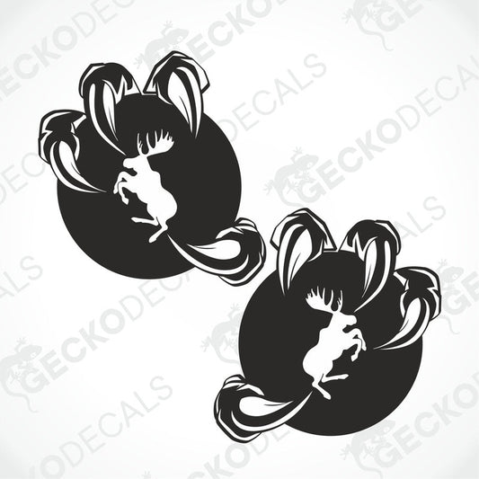 Two black decals of a stylized animal (possibly a rabbit or a horse) on a white background, with the text 'GECKODECALS' and the brand name 'VOLVO'.