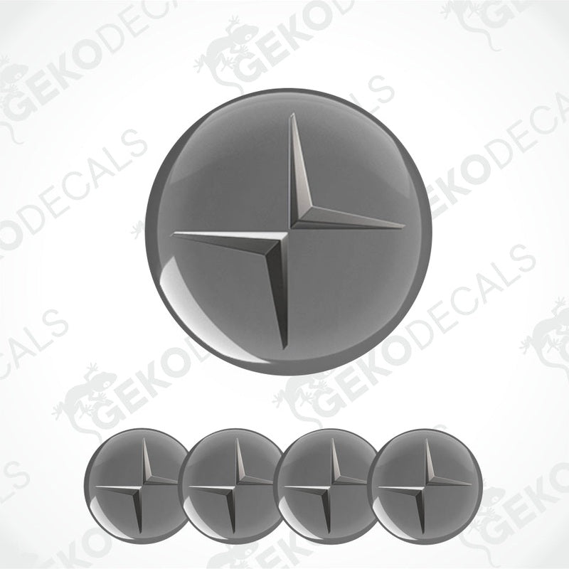 Set of five metallic star-shaped emblems on a white background with 'GEEKODECALS' branding.