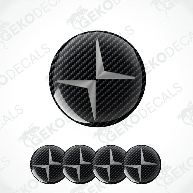 Carbon fiber patterned star emblem decal on a white background